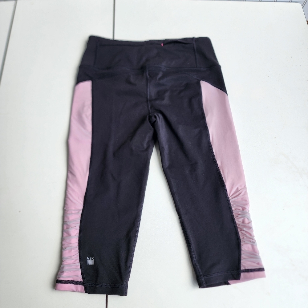 Victoria's Secret Sport VSX Legging Women Size Medium M Black Pink Crop Athletic